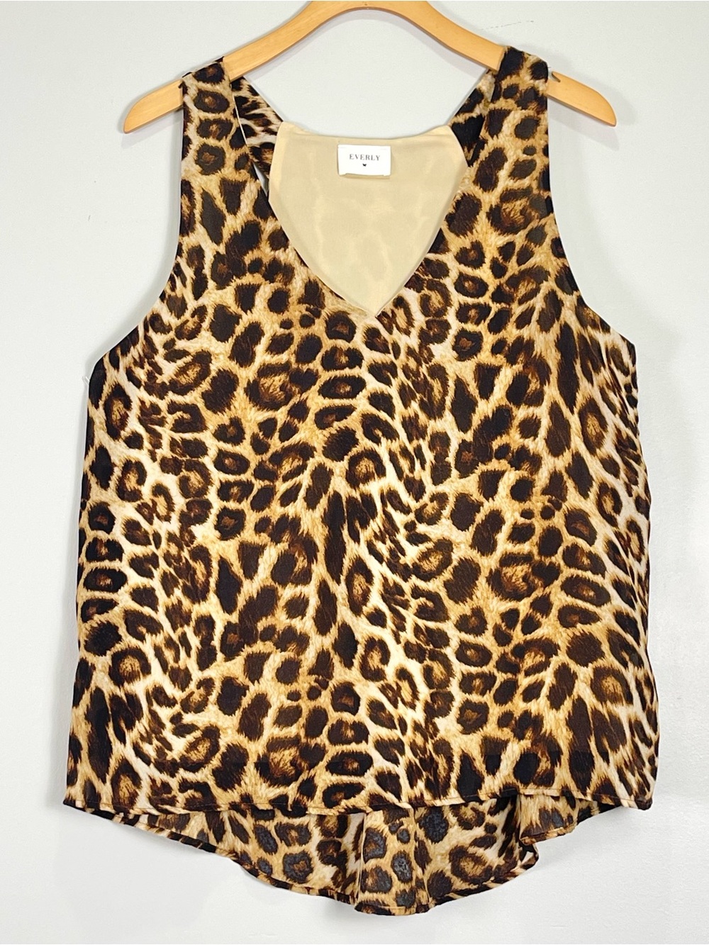 EVERLY Women's Brown Tan Animal Leopard Print Tank Top Lined Size Large